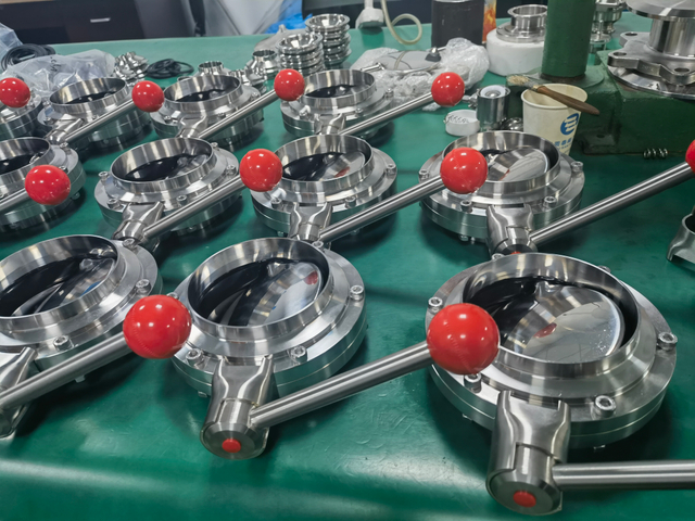  SMS/DIN ステンレス鋼手動空気圧衛生 10 インチ DN200 バタフライ バルブ